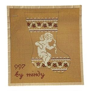 Needlepoint Canvas Christmas Stocking With Angel Vintage 90’s New 997 By Mindy
